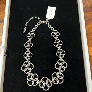 Silver Toned Clusters of Circles Held with Silver Toned X Shaped Links #13553